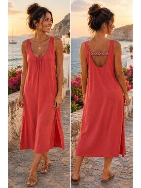 Charming charlie sleeveless tank dress in coral